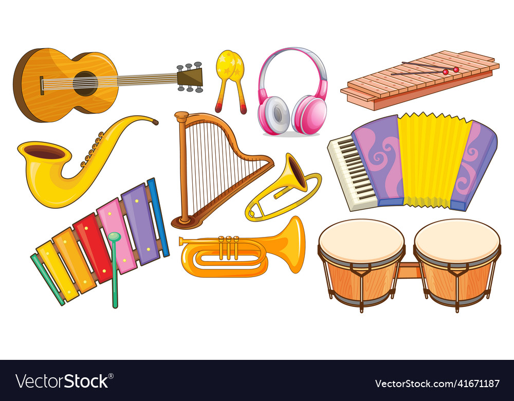 A set of musical instrument Royalty Free Vector Image