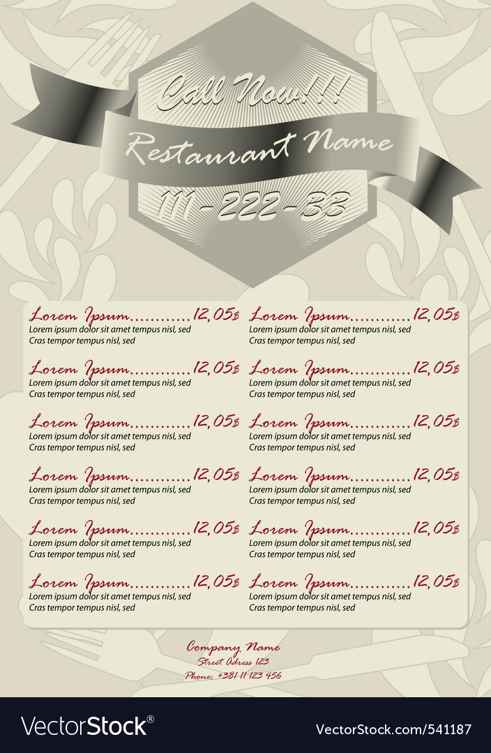 restaurant menu template