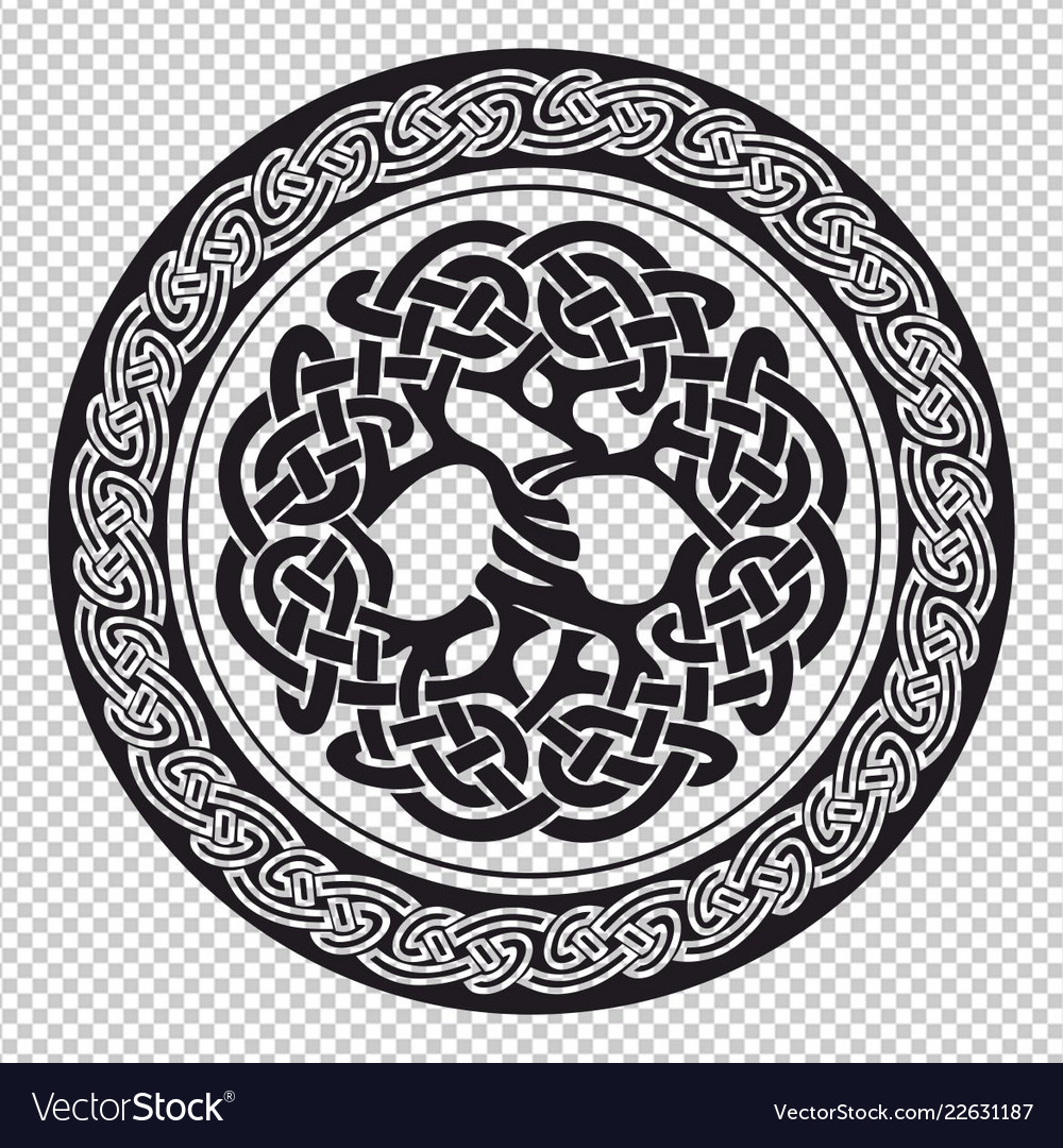 Tree Of Life Pagan Symbol In A Round Frame Vector Image