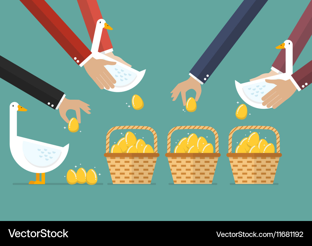 Allocating golden eggs into more than one basket Vector Image