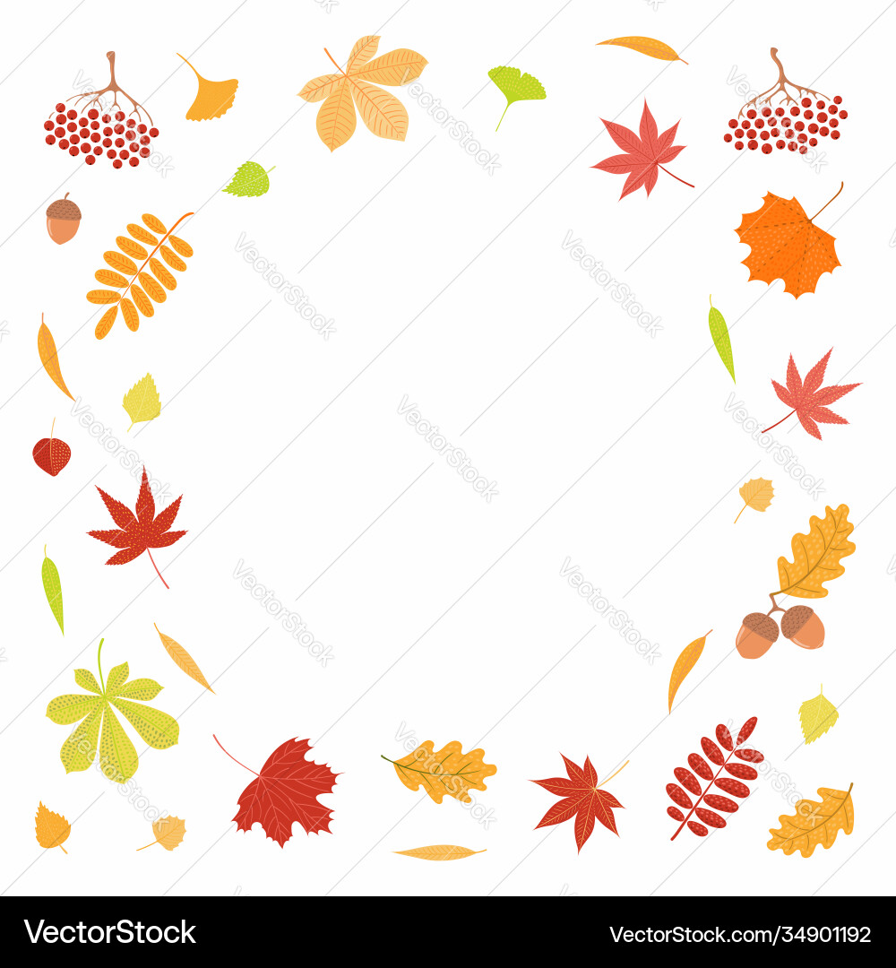 Autumn leaves frame Royalty Free Vector Image - VectorStock