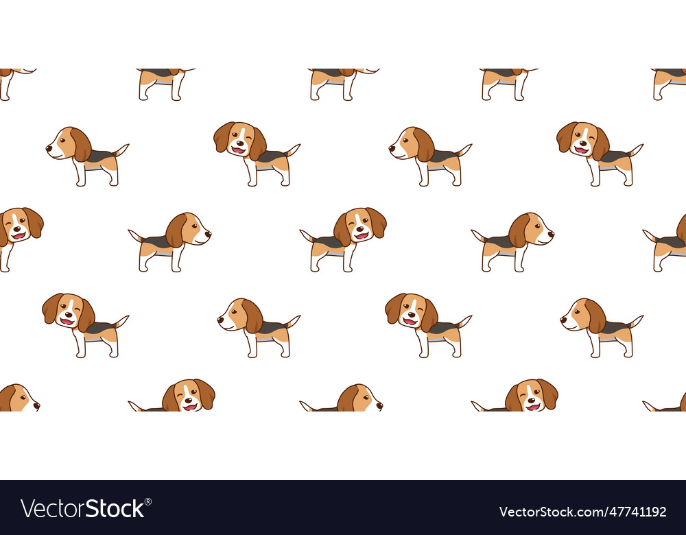 Cartoon beagle dog seamless pattern background Vector Image