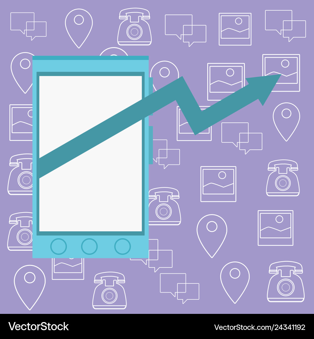 Cellphone and data arrow Royalty Free Vector Image
