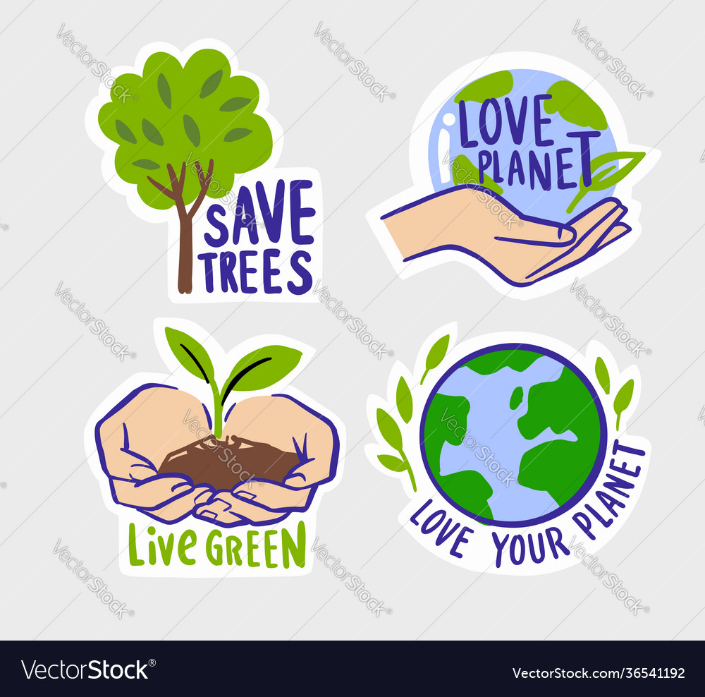 Ecologic labels eco safe emblems green logo Vector Image