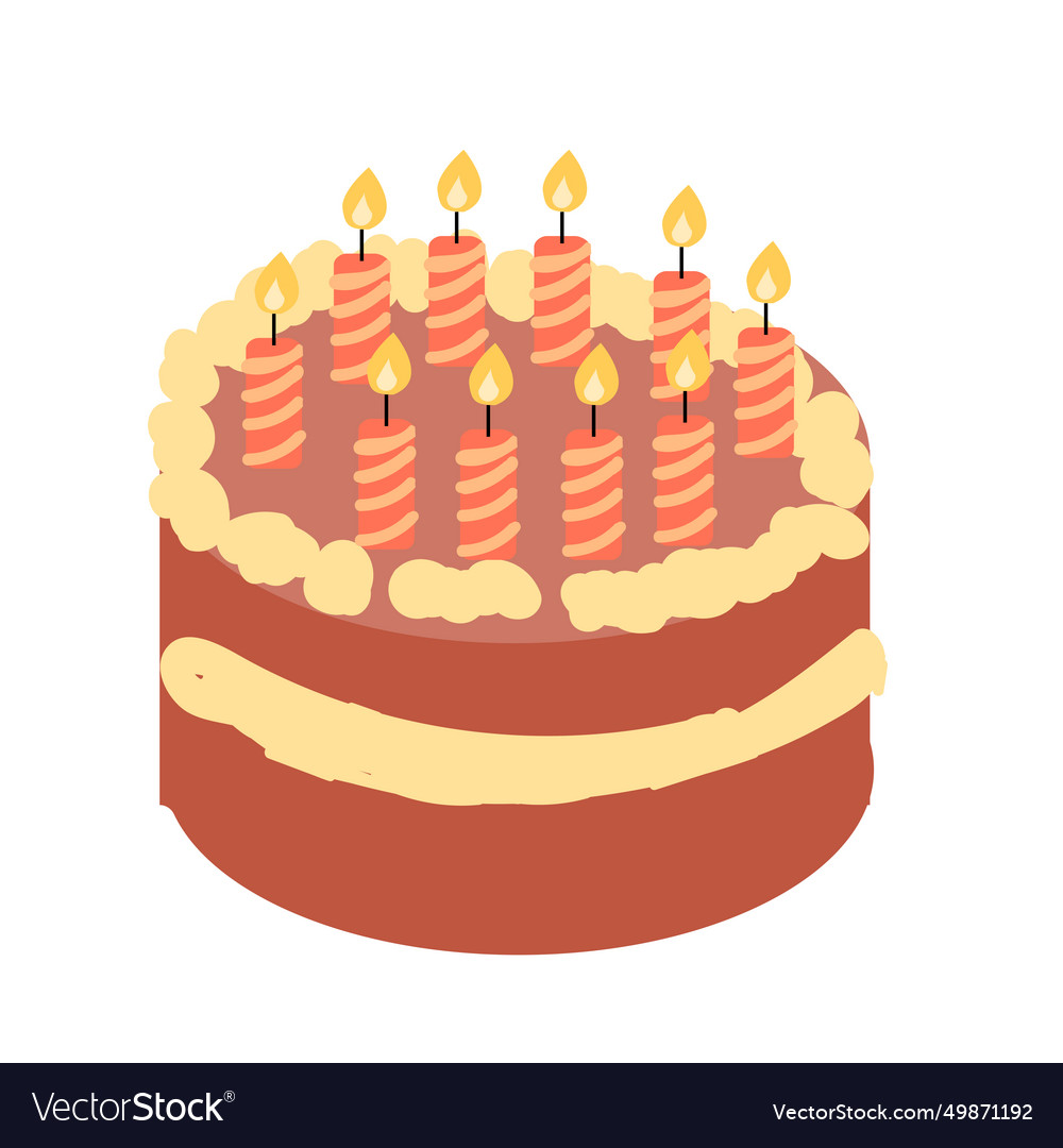 Hand drawn cartoon cake with cream and candles Vector Image