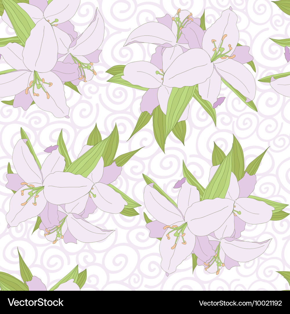 Lily seamless pattern Royalty Free Vector Image