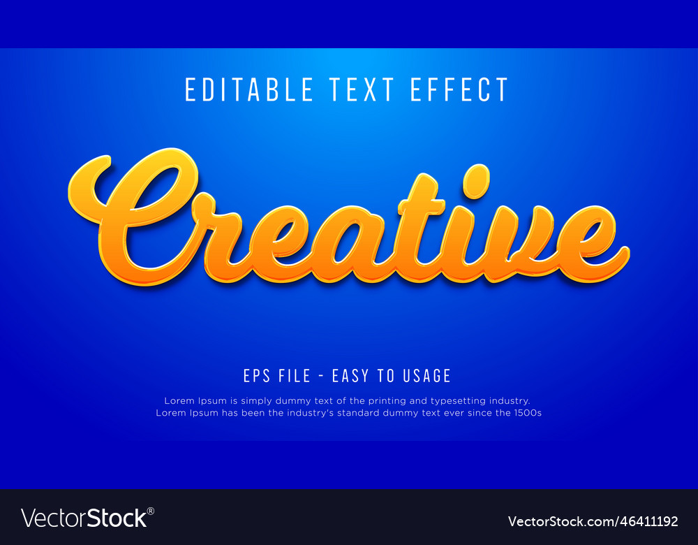 Orange creative editable text effect Royalty Free Vector