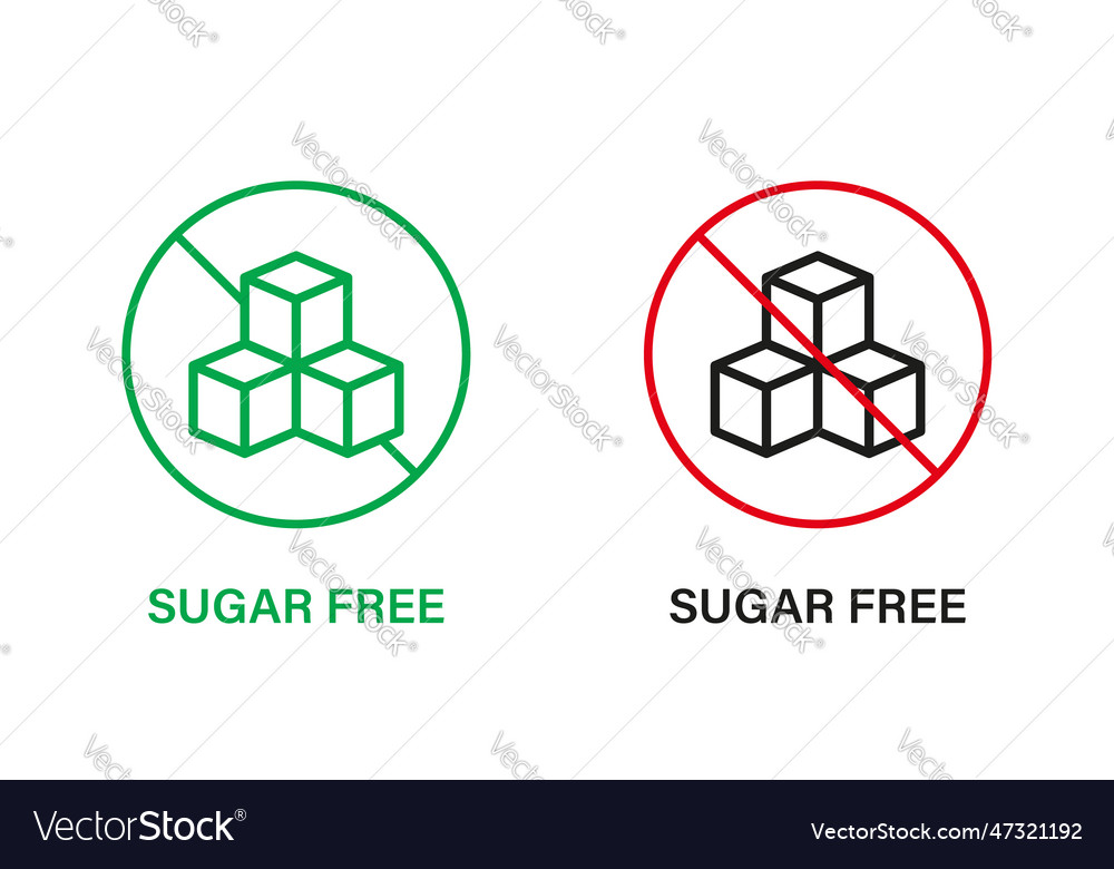 Sugar free line icon set food no added Royalty Free Vector