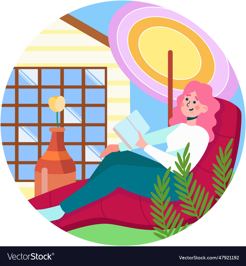 Woman read book at home royalty free vector image