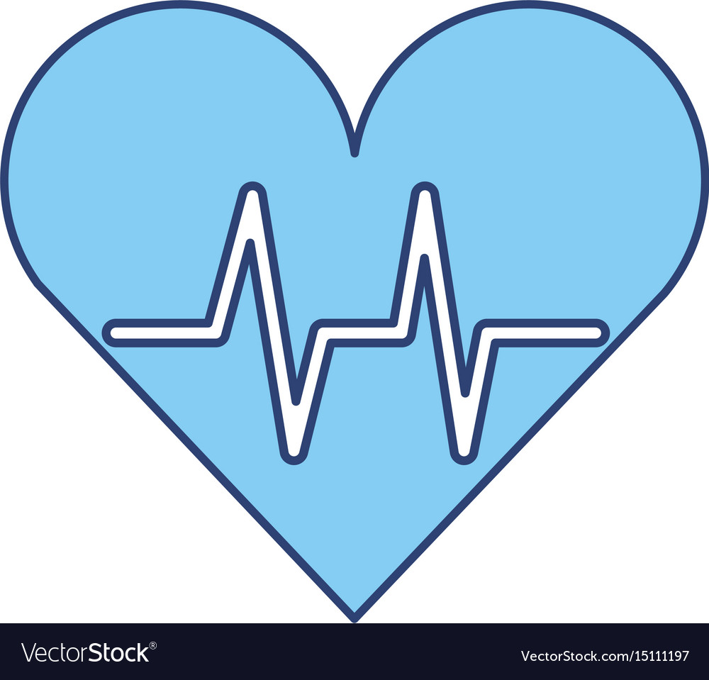 Blue heart beat pulse Royalty Free Vector Image