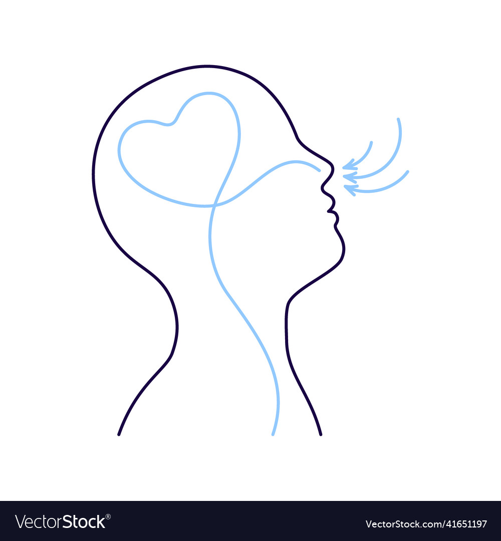 Breathing exercise deep breath through nose Vector Image