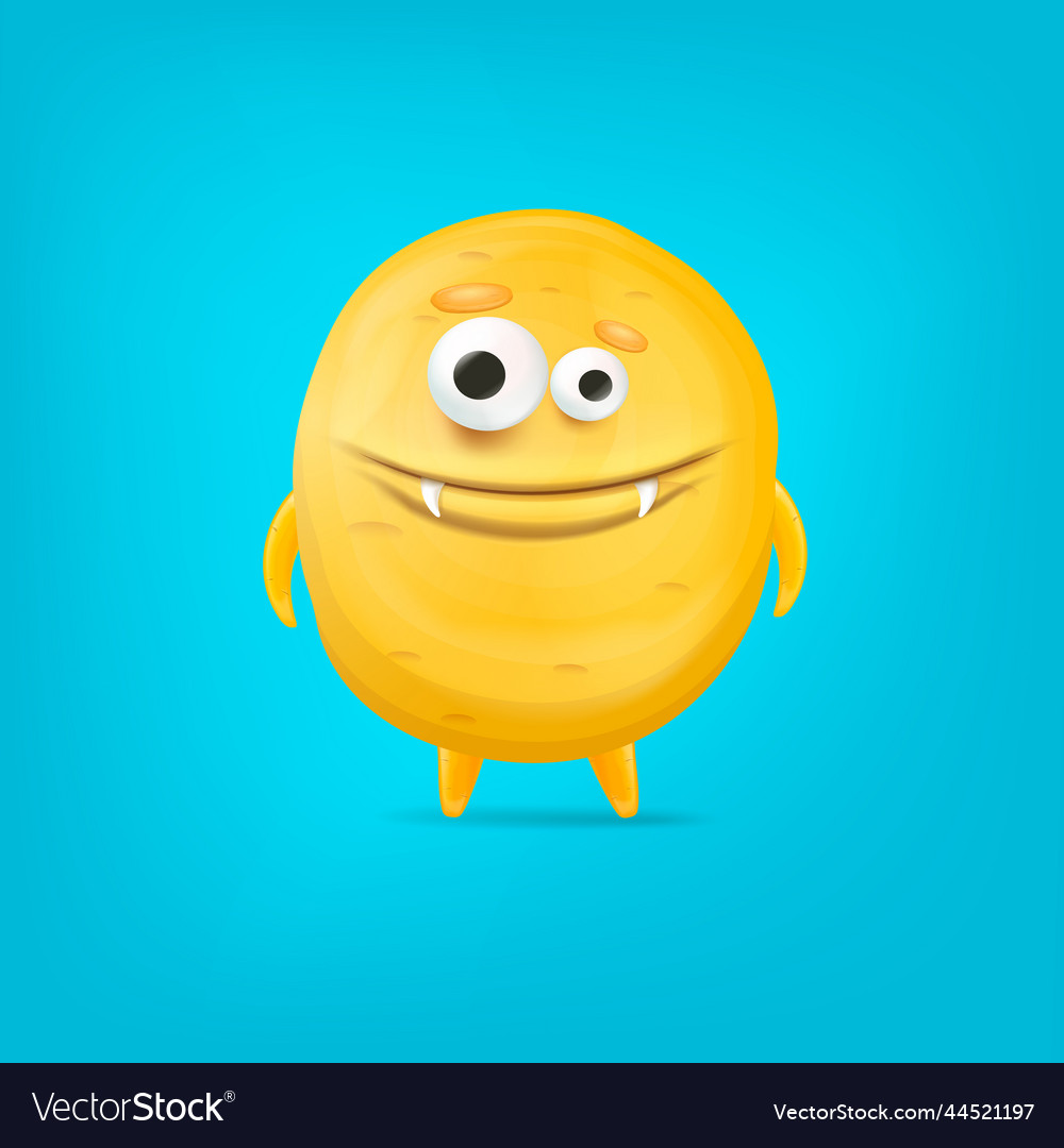 Cartoon funny yellow alien monster isolated Vector Image