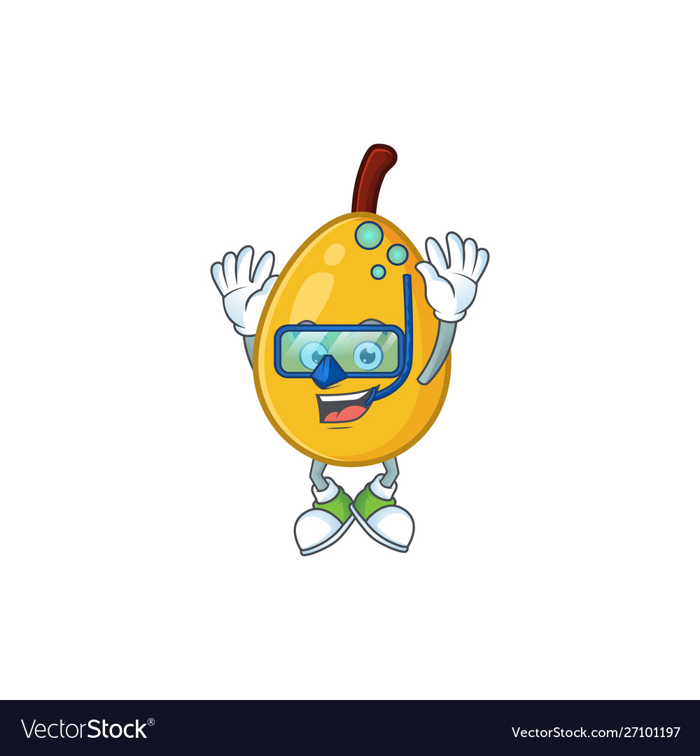 Diving fresh loquat cute cartoon character style Vector Image