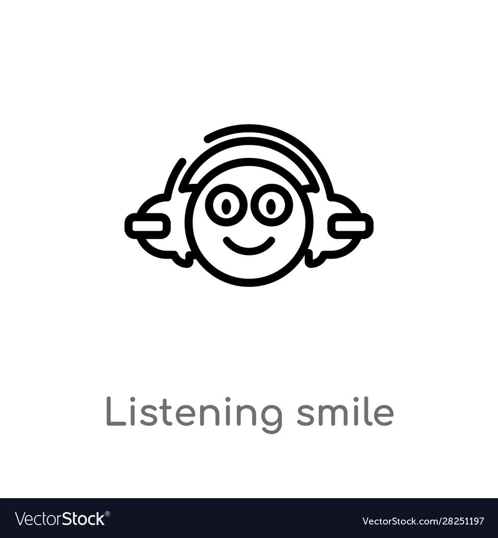 Outline listening smile icon isolated black Vector Image