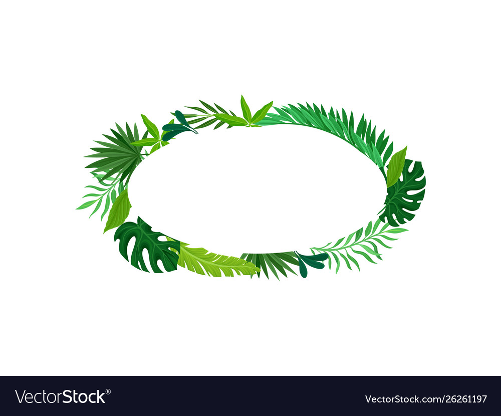 Oval frame leaves placed outside Royalty Free Vector Image