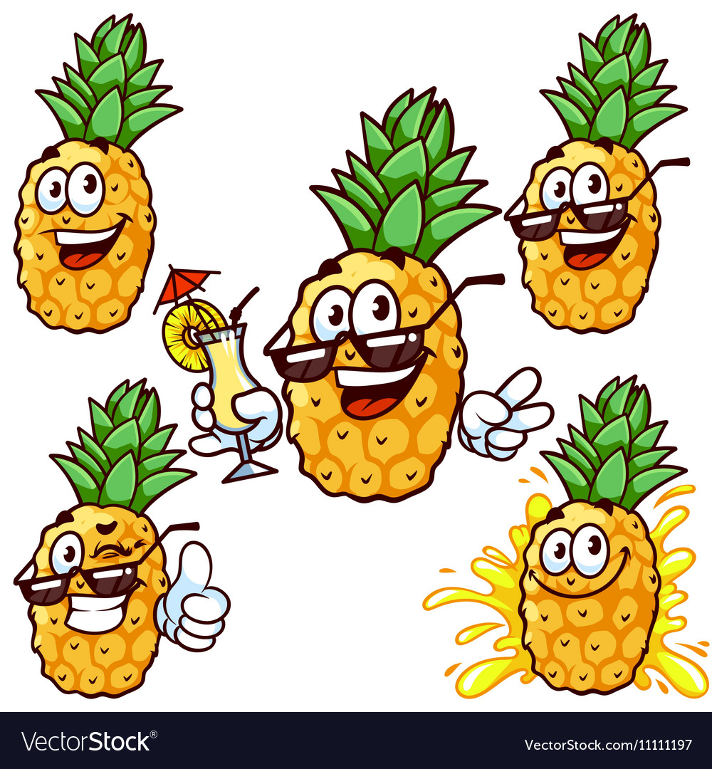 Set Cartoon Charakter - Happy Ananas