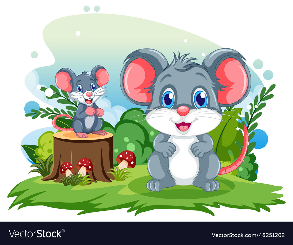 Cute grey mouse cartoon character Royalty Free Vector Image