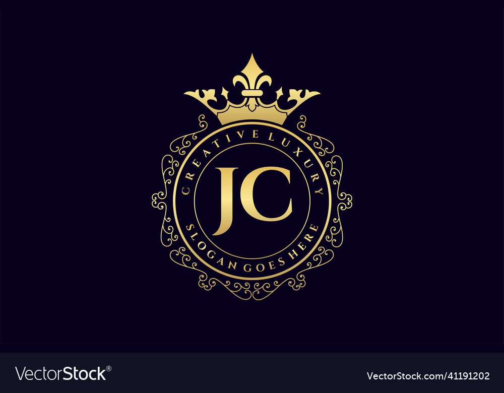 Jc initial letter luxury calligraphic feminine Vector Image