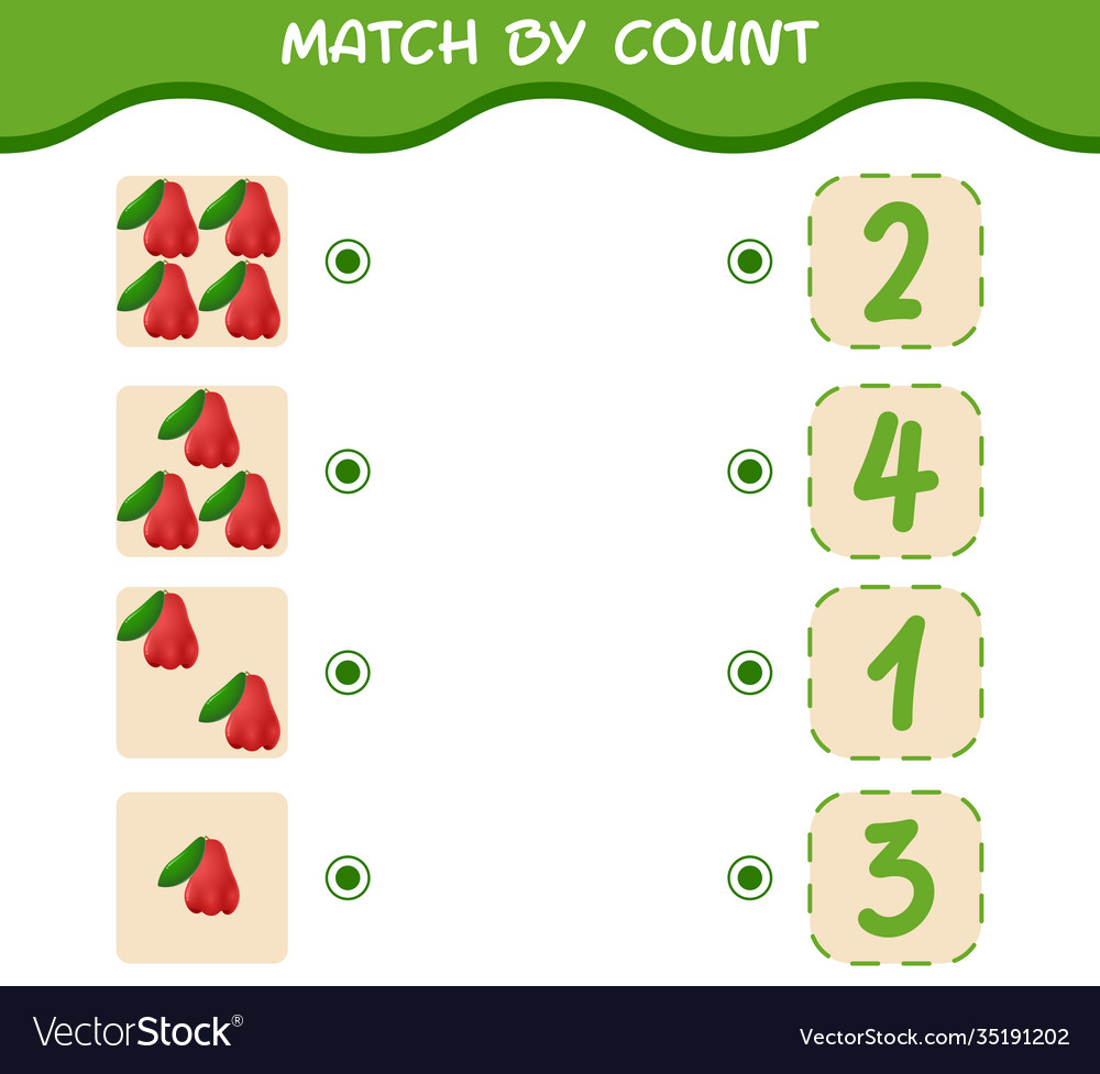 Match count cartoon rose apples Royalty Free Vector Image