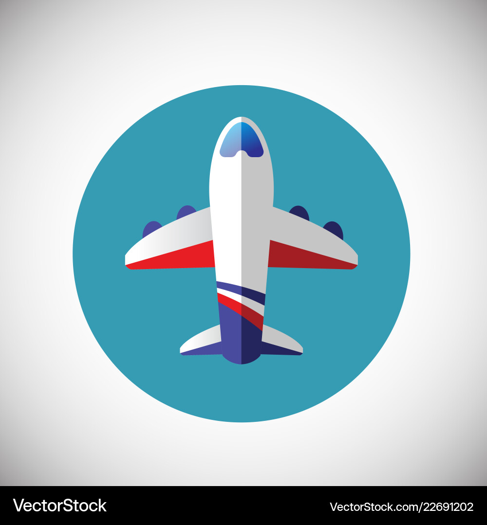 Plane on flat background Royalty Free Vector Image