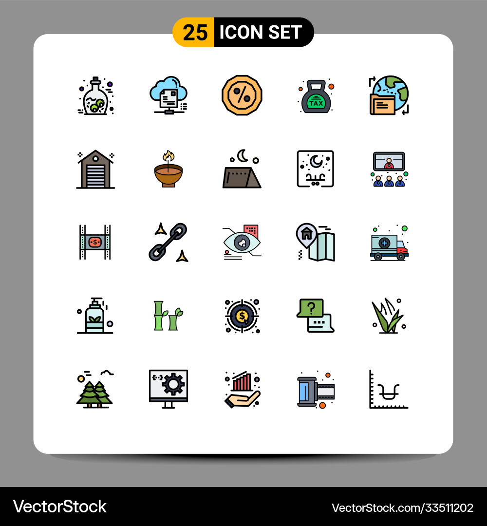 User interface pack 25 basic filled line flat Vector Image