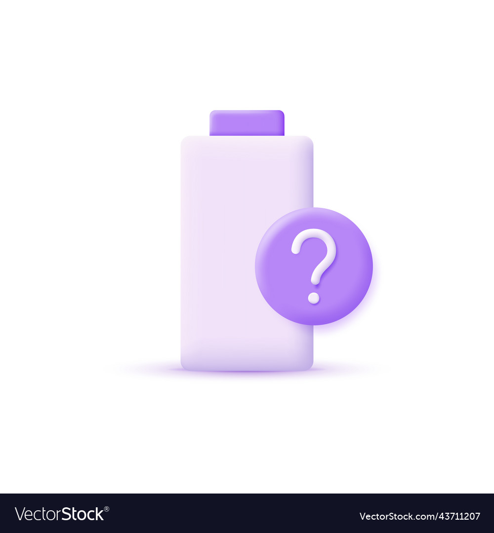 3d battery icon and question mark Royalty Free Vector Image