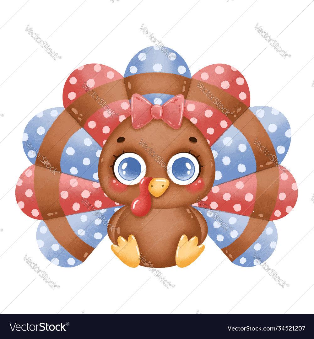 A cute cartoon turkey girl Royalty Free Vector Image