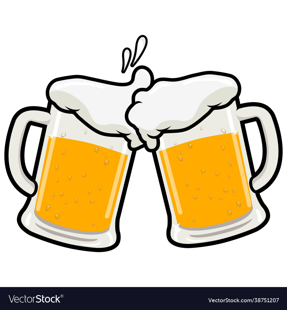 Beer toasting Royalty Free Vector Image - VectorStock