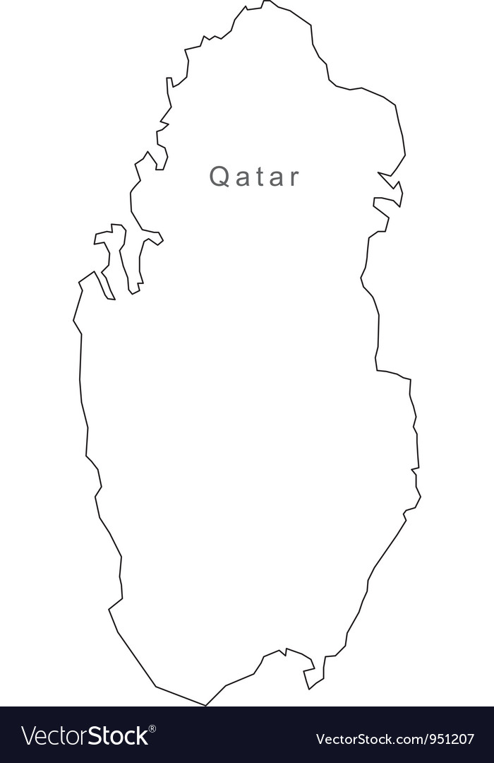 Black White Qatar Outline Map Royalty Free Vector Image