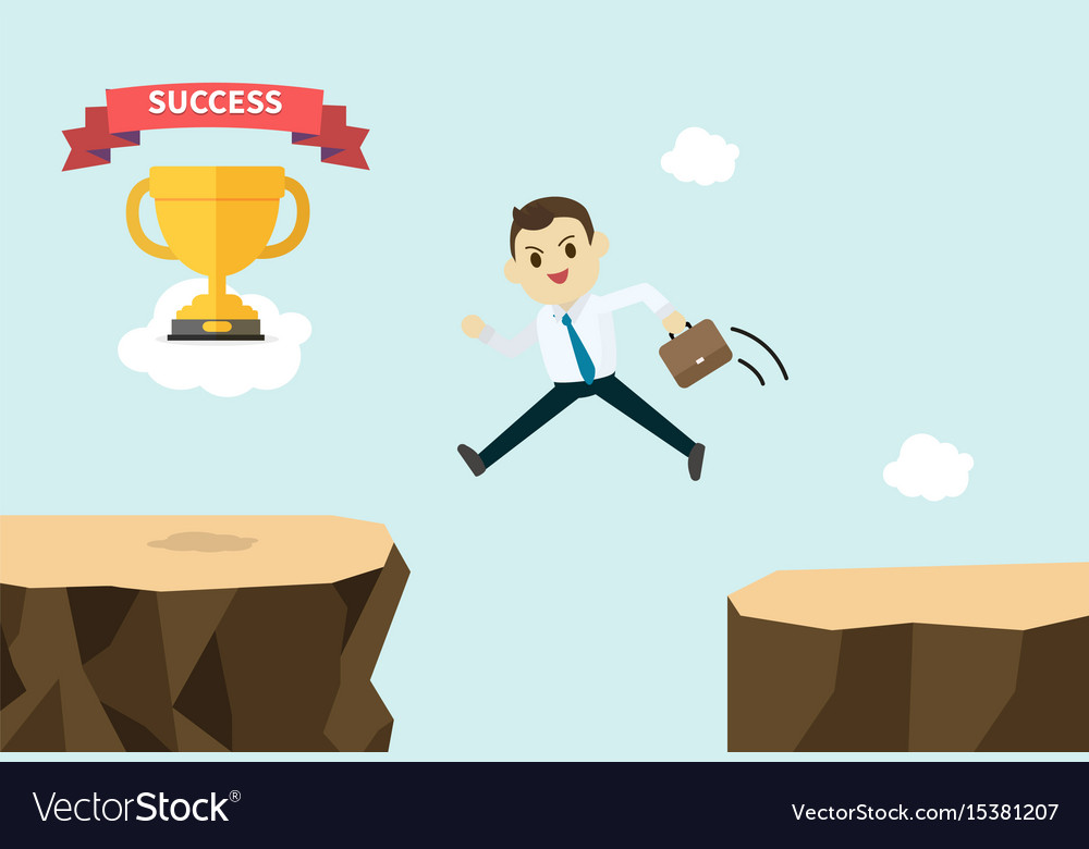 Business man jump and cross mountains Royalty Free Vector