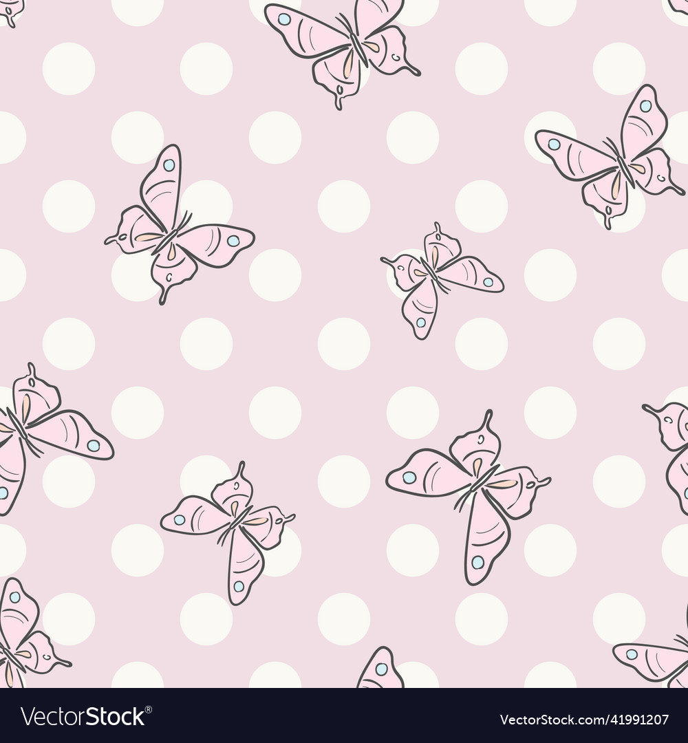 Pastel pink butterfly pattern with dots background