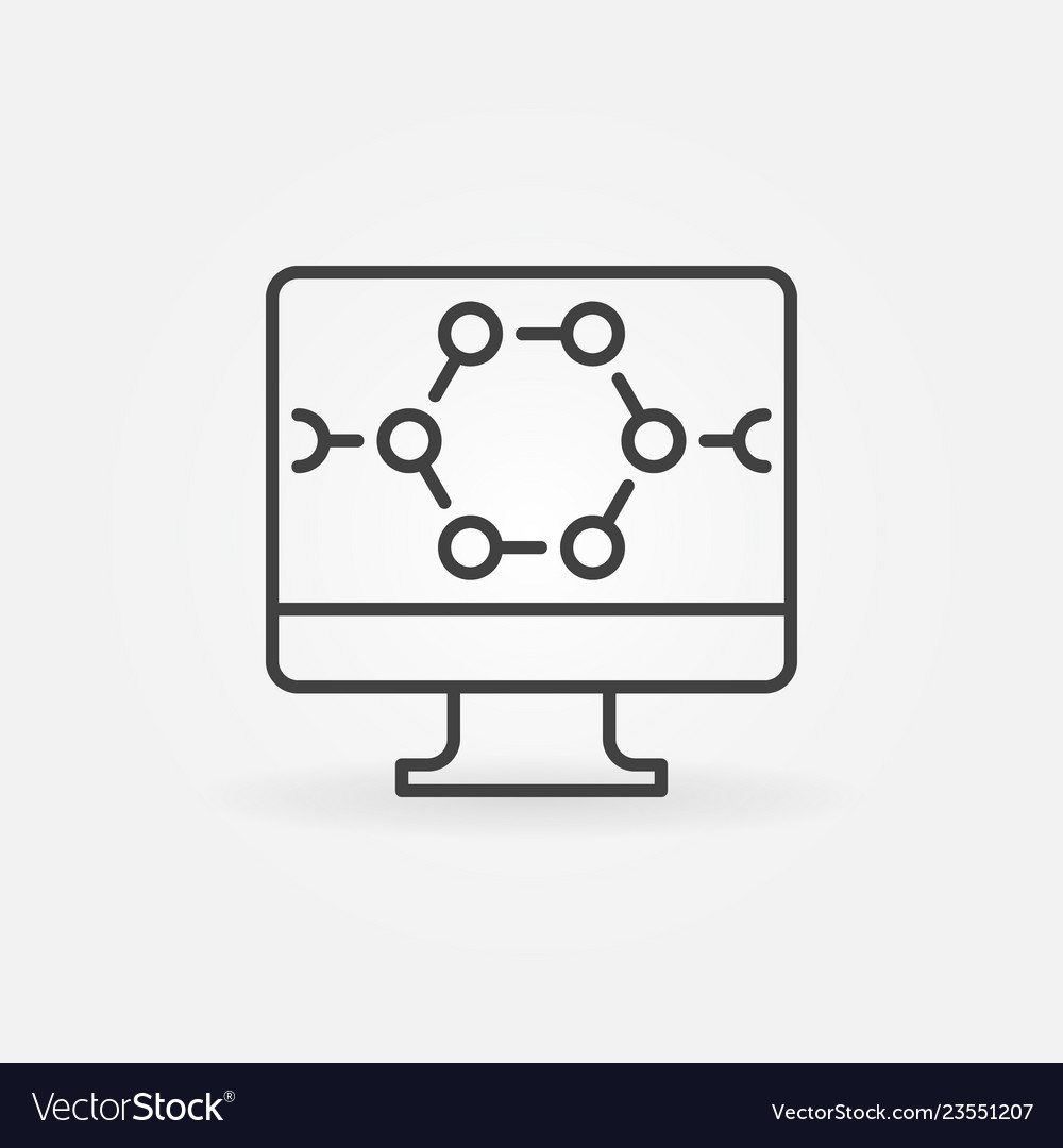 Pc with with chemical formula outline Royalty Free Vector