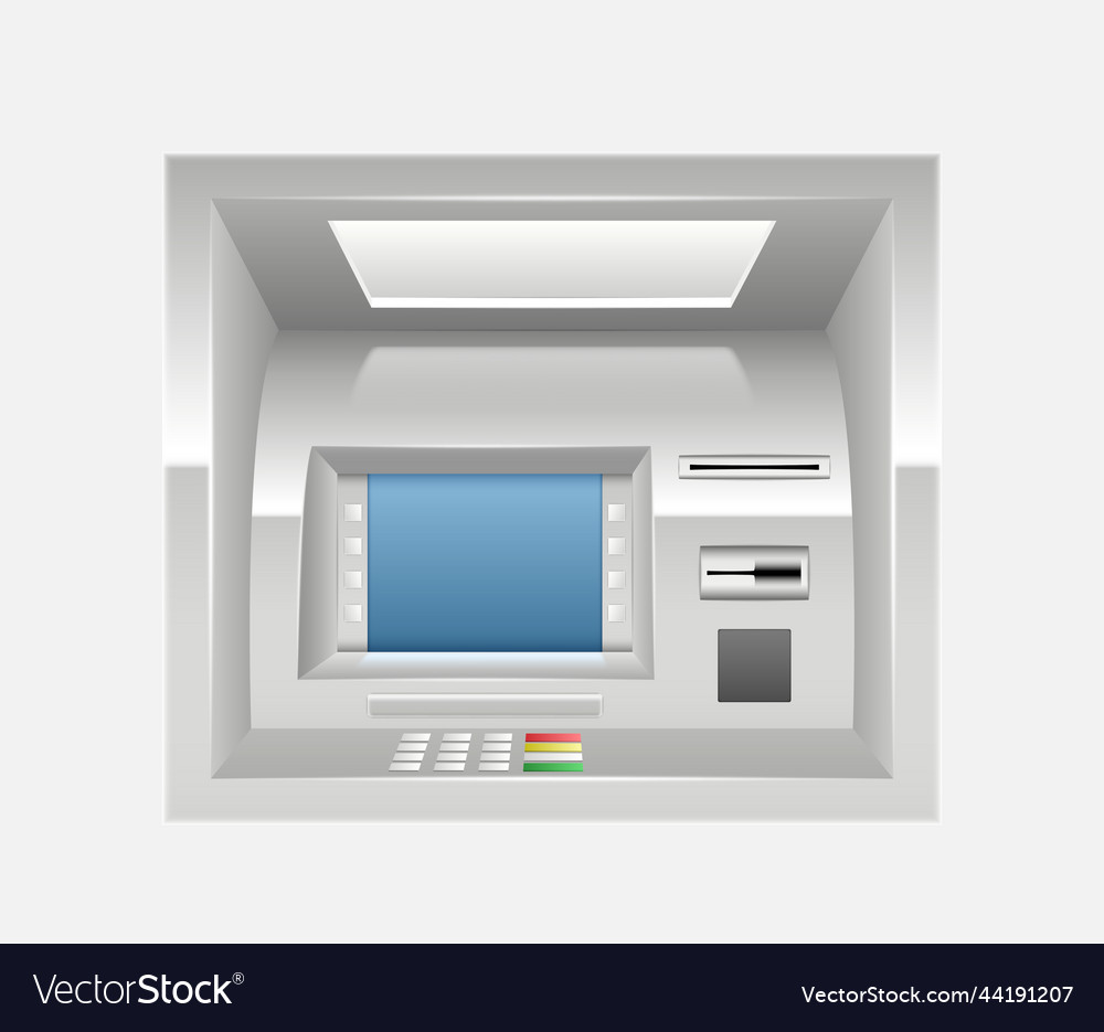 Realistic atm interface screen modern electronic Vector Image