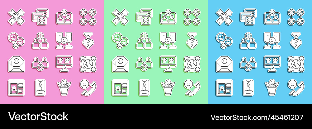 Set line incoming call on mobile necklace with Vector Image