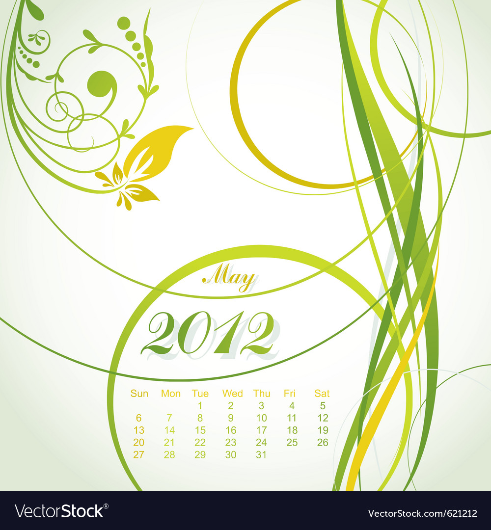 Floral calendar 2012 may Royalty Free Vector Image