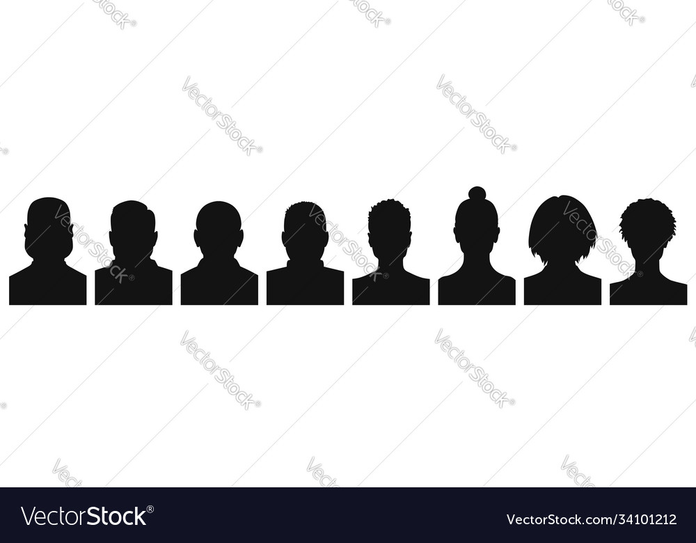 Male and female head silhouettes avatar profile vector image Male and female head silhouettes avatar profile