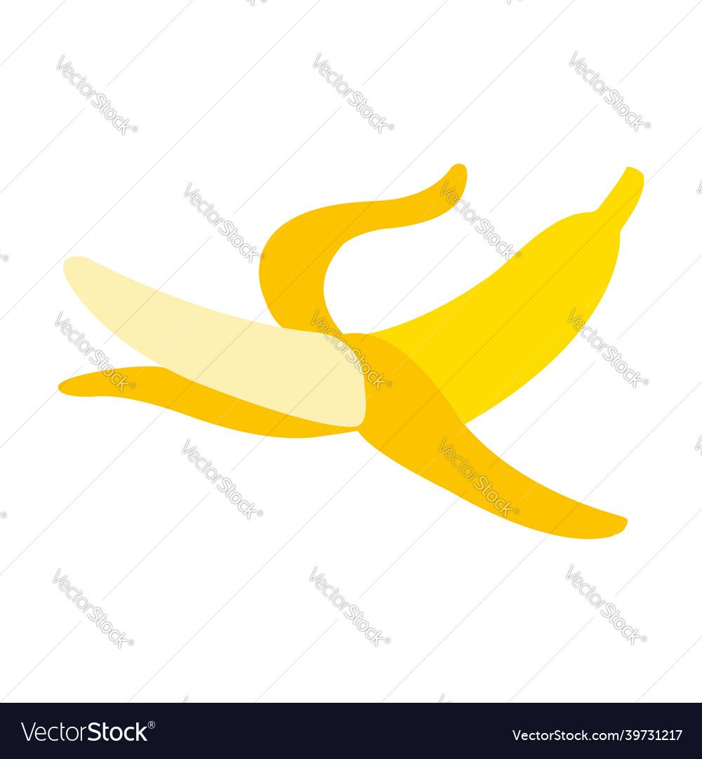 Banana Peel On A White Background Vector Illustration On White