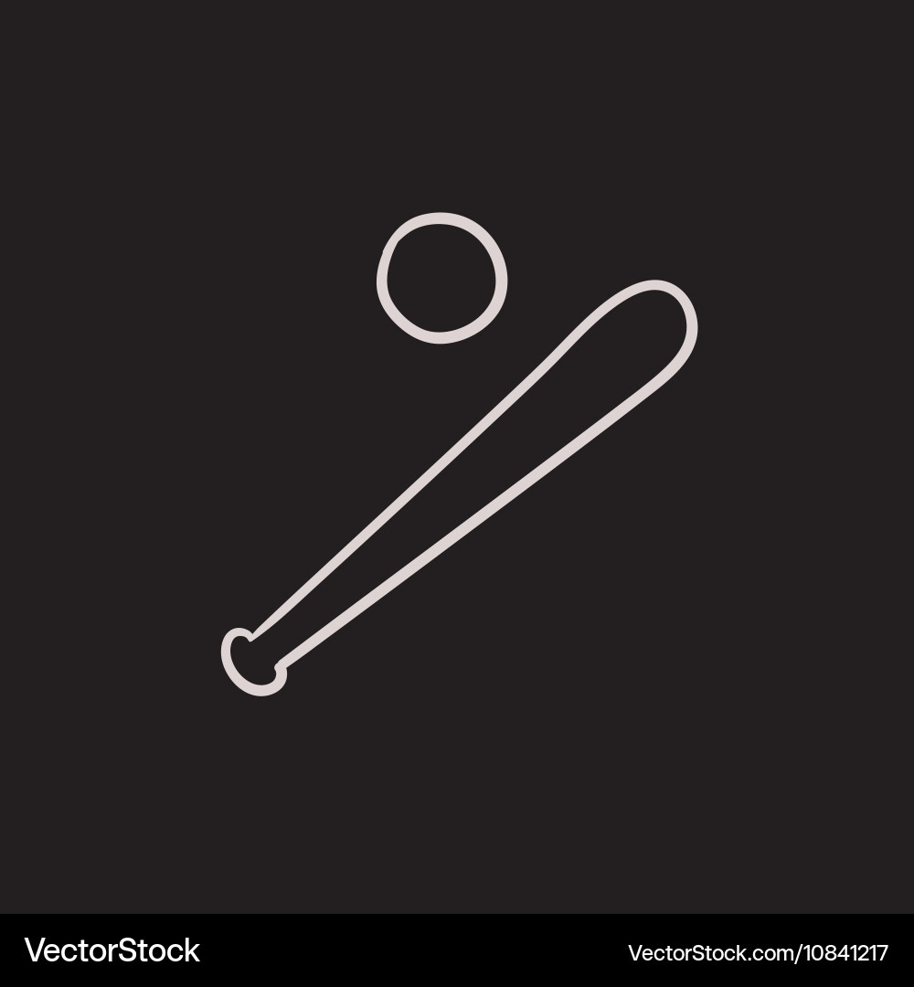 Baseball bat and ball sketch icon Royalty Free Vector Image