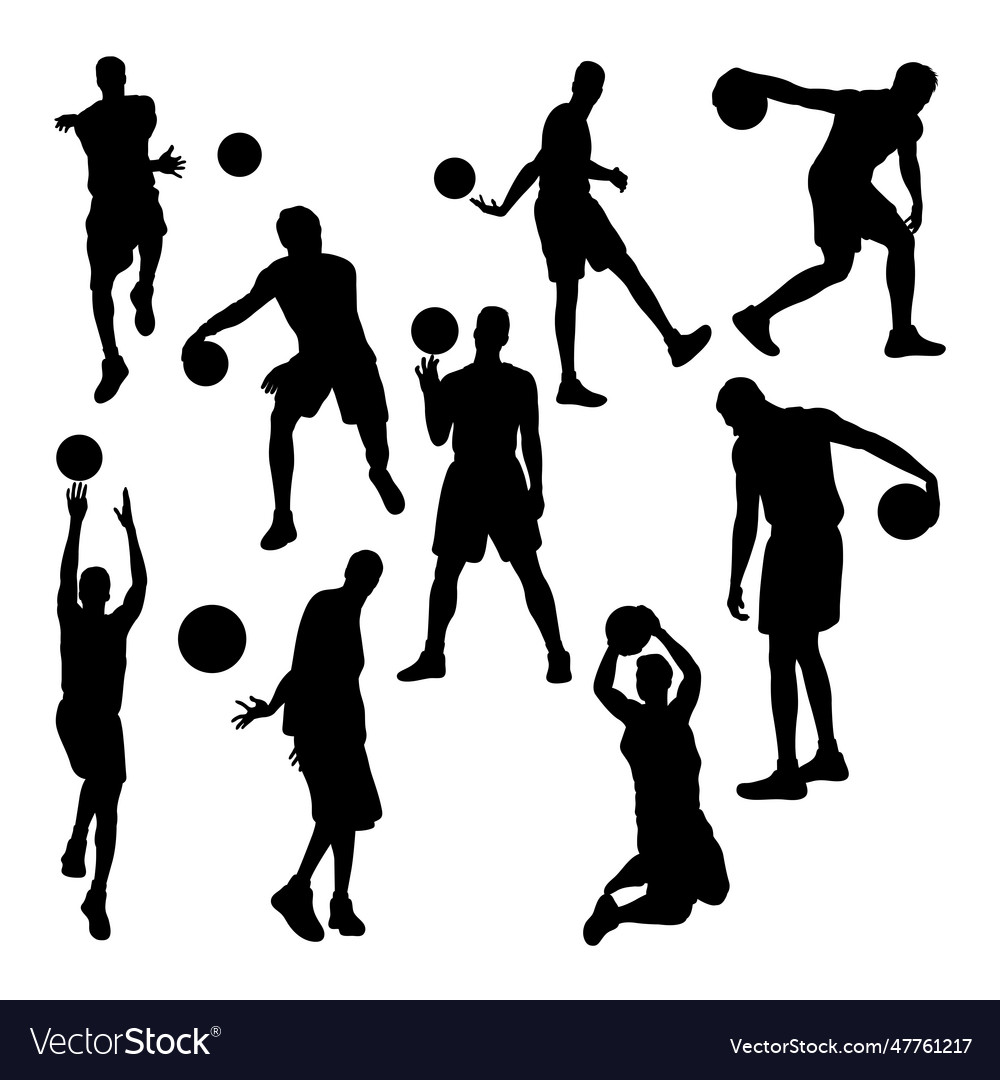 Basketball training silhouettes Royalty Free Vector Image