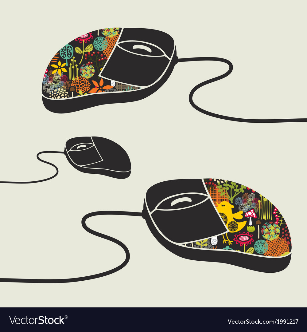 Computer mouse decorated with design print Vector Image