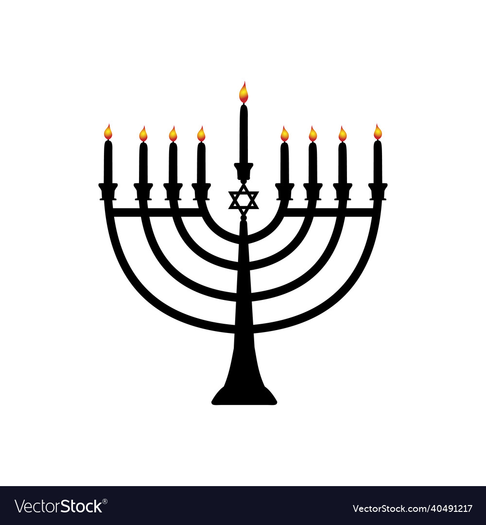 Happy Hanukkah Silhouettes Menora And Candles Vector Image