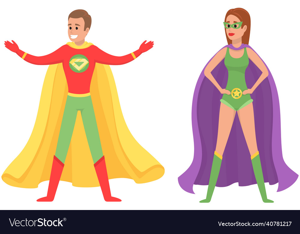 Strong super man smiles and flies to save world Vector Image