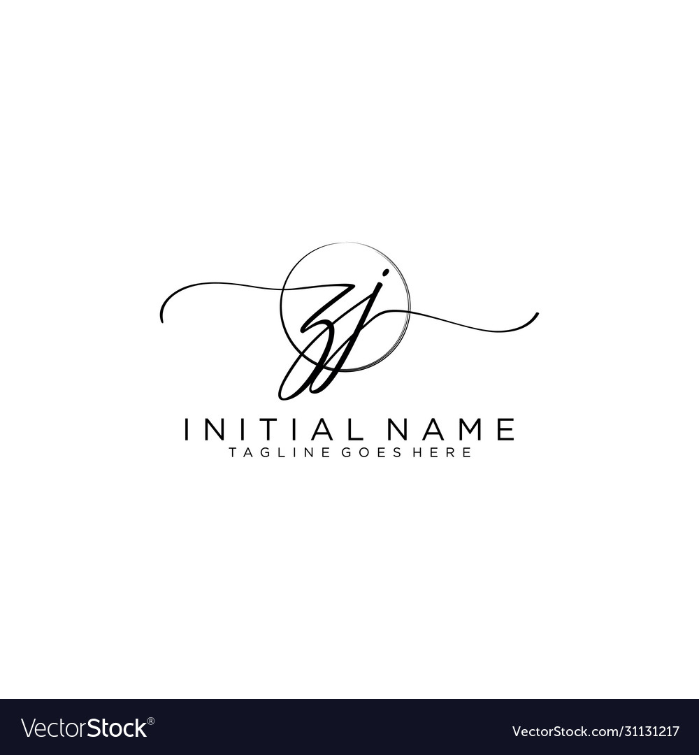 Zj initial handwriting logo with circle template Vector Image