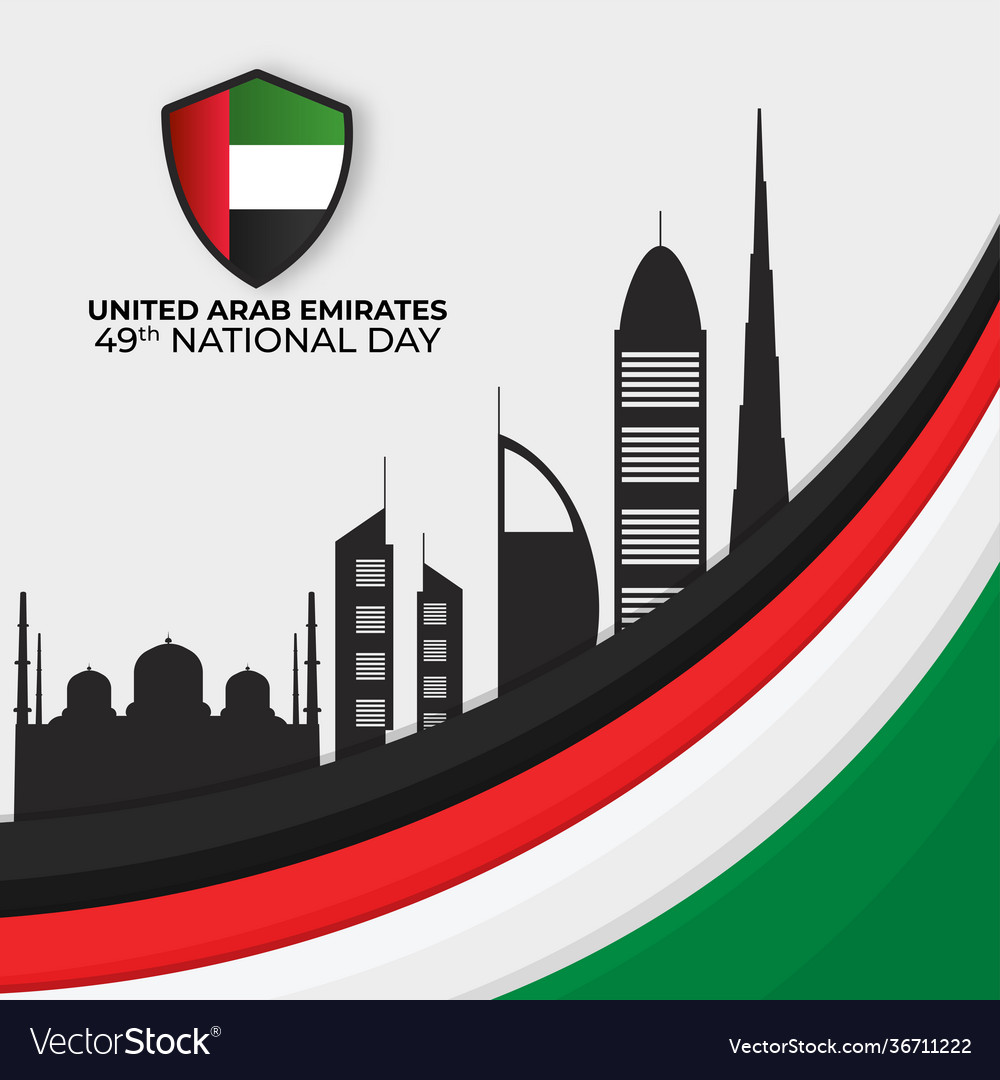 49th national day poster design with uae flag Vector Image