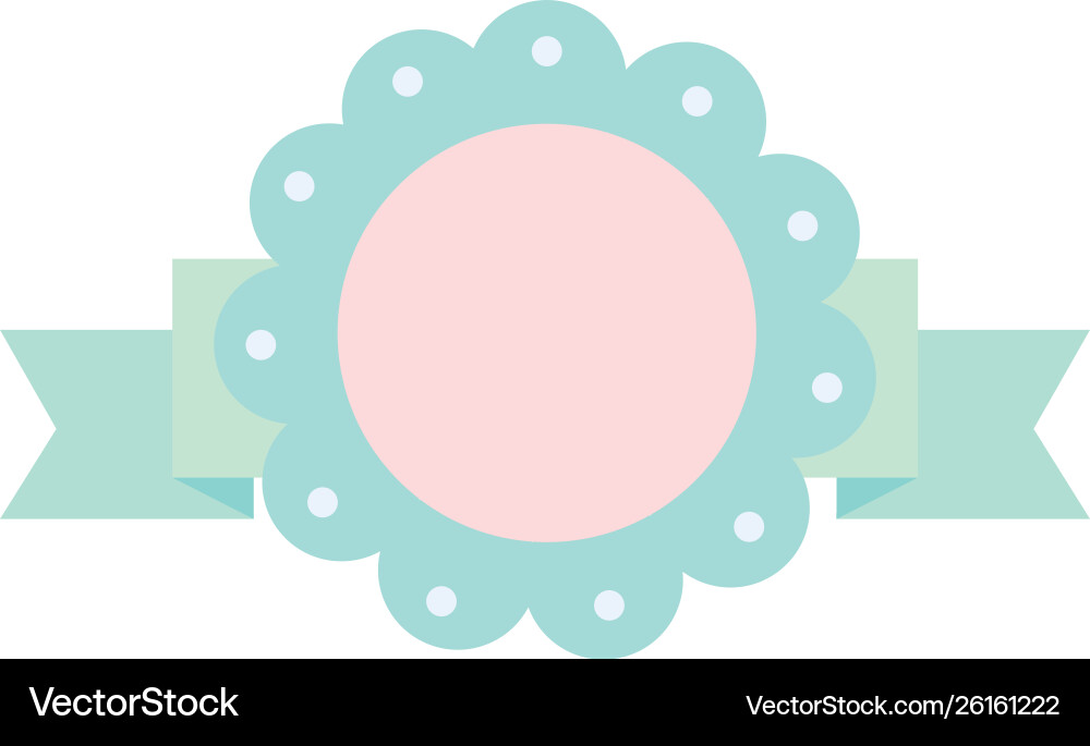 Circular lace decorative with ribbon frame Vector Image