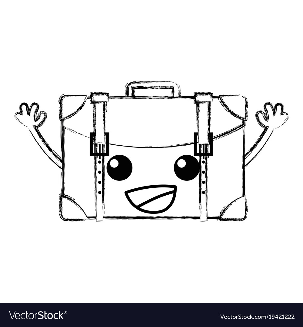 Figure happy travel backpack kawaii with arms Vector Image