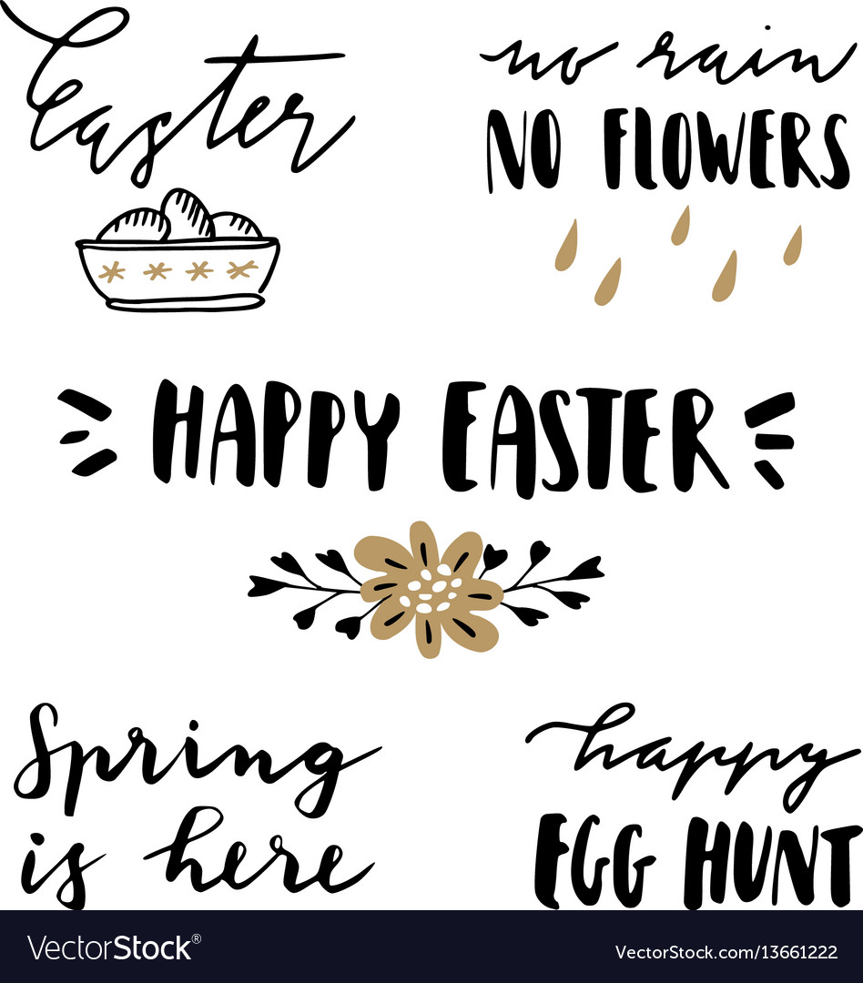 Happy easter lettering set hand written quotes vector image Happy easter lettering set hand written quotes