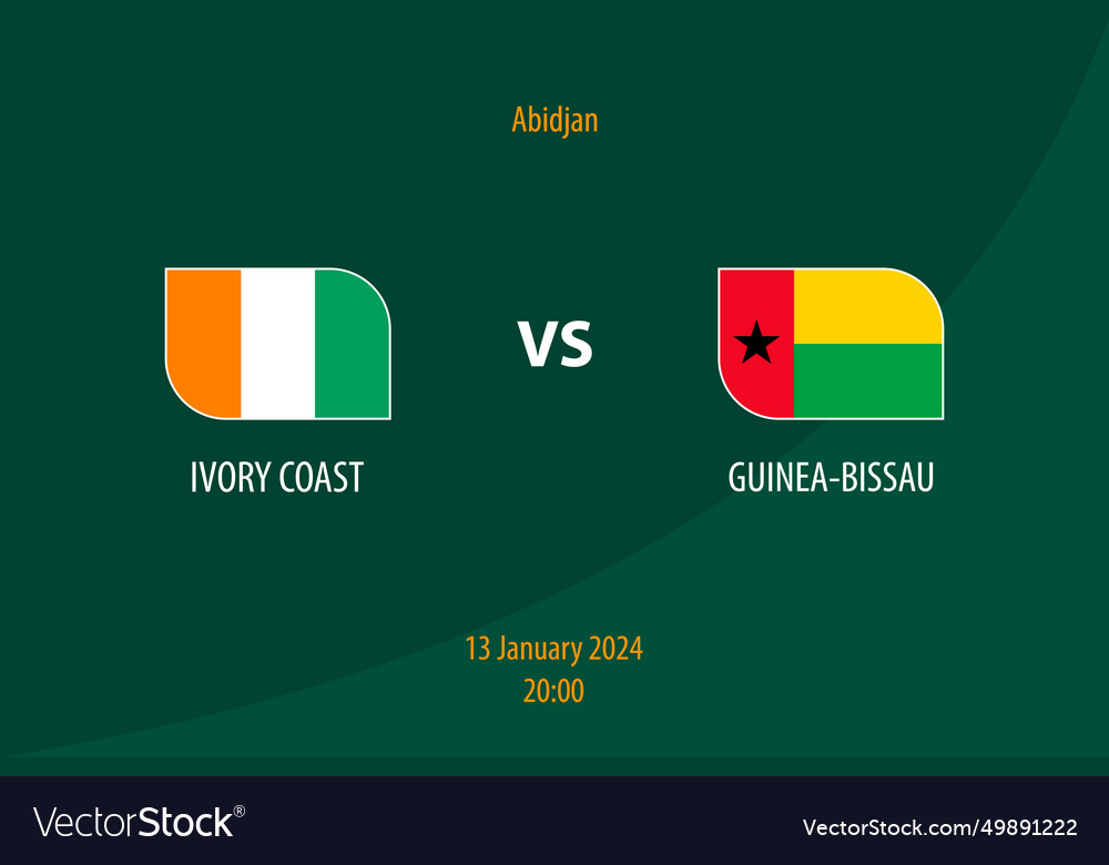 Ivory coast vs guinea-bissau football scoreboard Vector Image