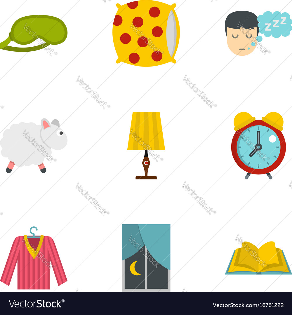 Sleep symbols icon set flat style Royalty Free Vector Image