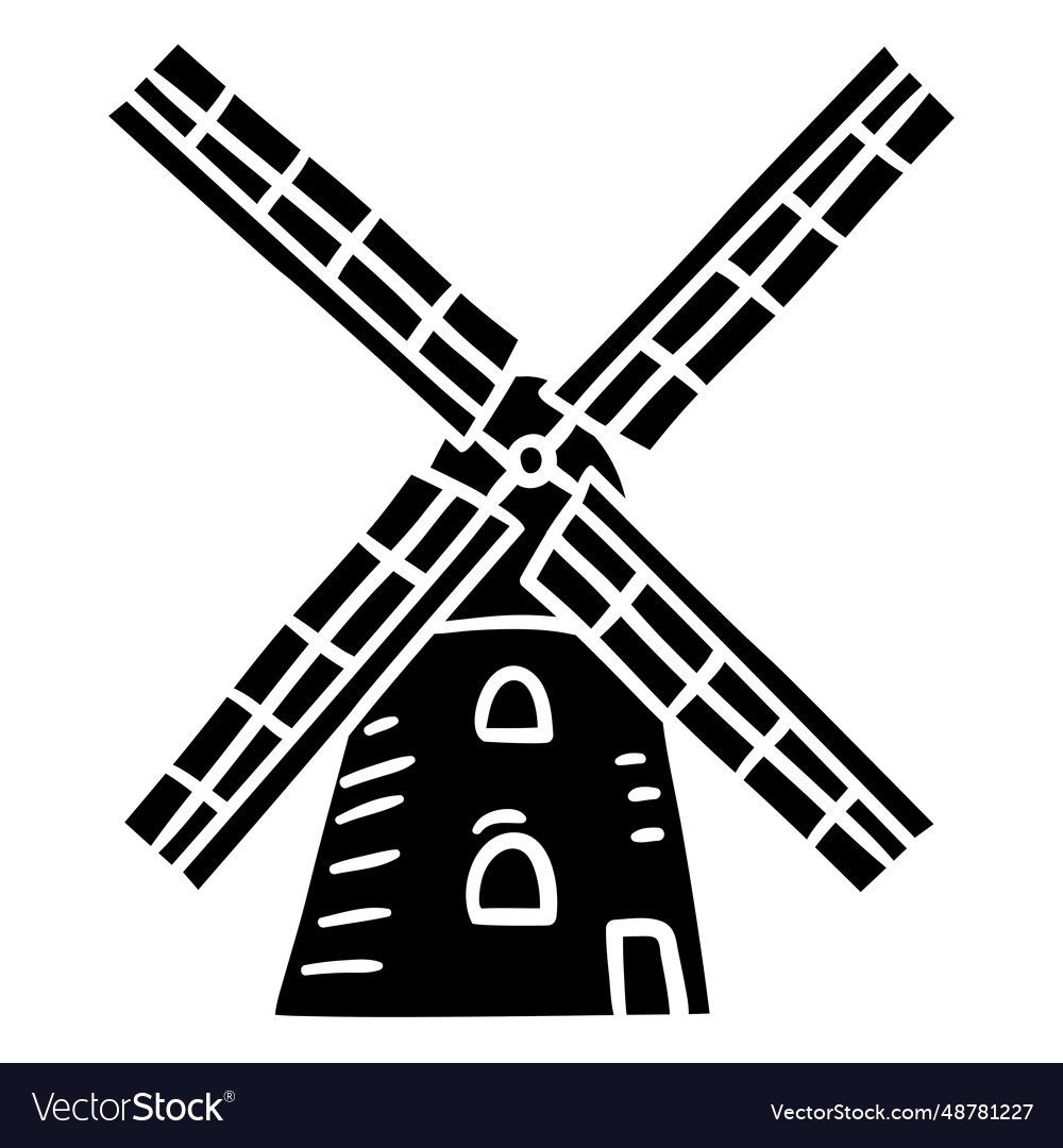 Danish windmill black Royalty Free Vector Image